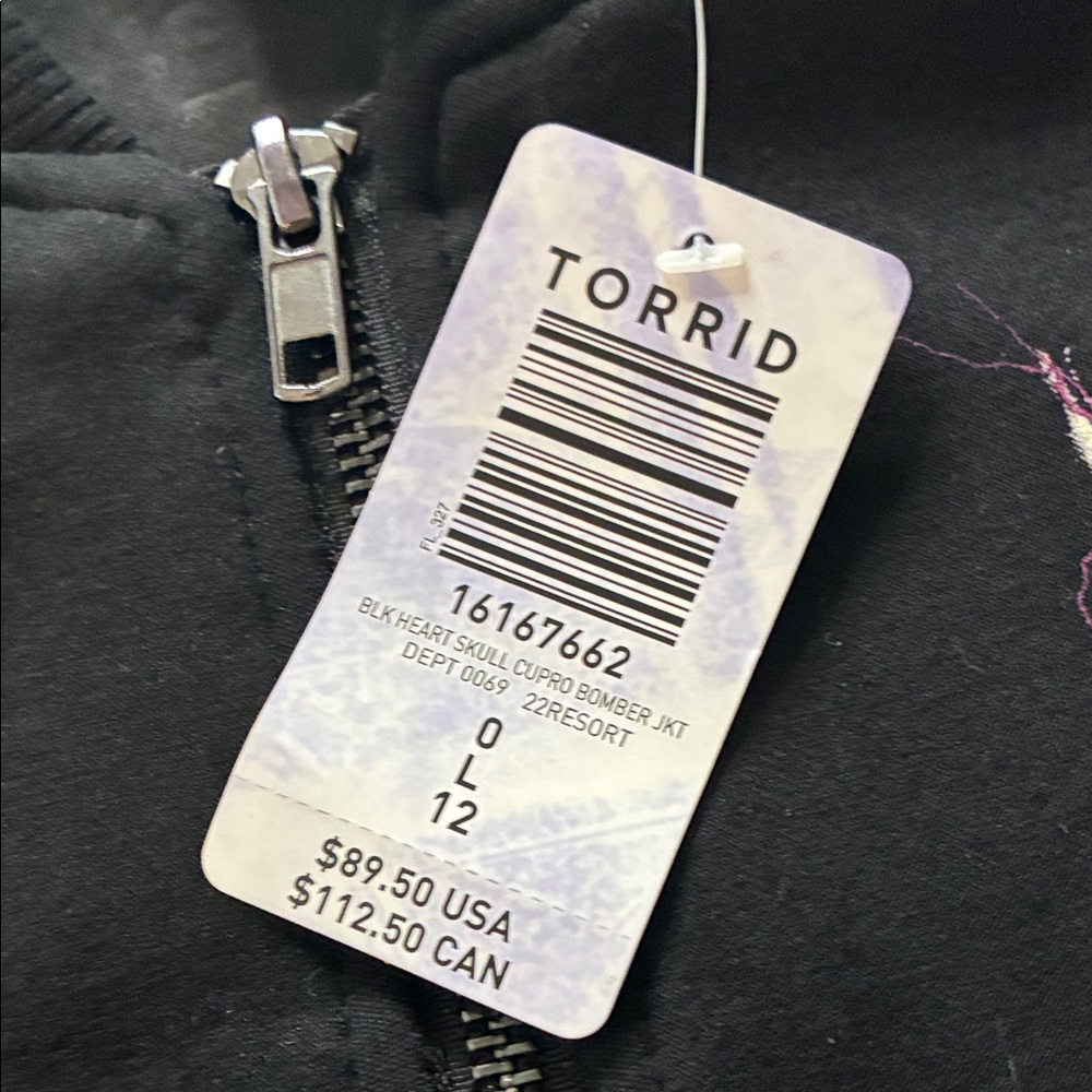 Lovesick by Torrid Black Bomber Jacket with Skull and Heart Accents - Picture 2 of 12